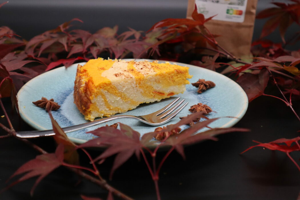 Käsekuchen mit Kürbis zuckerfrei und kalorienreduziert